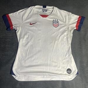 Nike USA Soccer Jersey Women Large White Dri-Fit One Nation One Team
